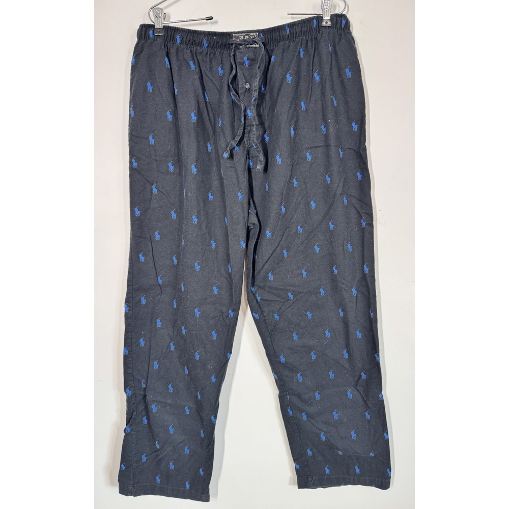 Polo Ralph Lauren All Over Pony Logo Flannel Pajama Pants Size L Lounge Relax - Picture 1 of 8